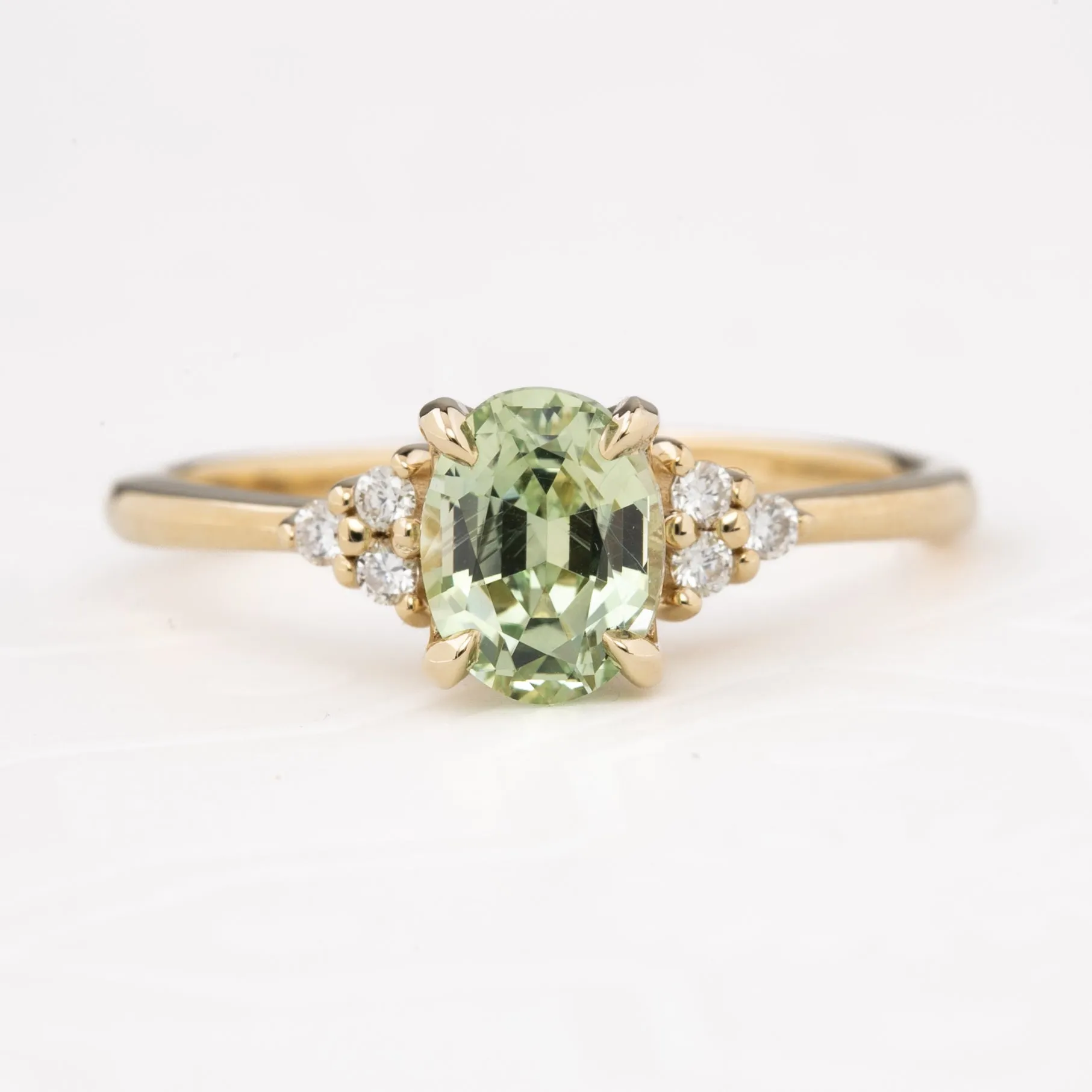 Teresa Ring 1.39ct Light Green Montana Sapphire, 14k Yellow Gold (One of a kind)