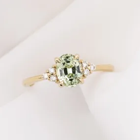 Teresa Ring 1.39ct Light Green Montana Sapphire, 14k Yellow Gold (One of a kind)