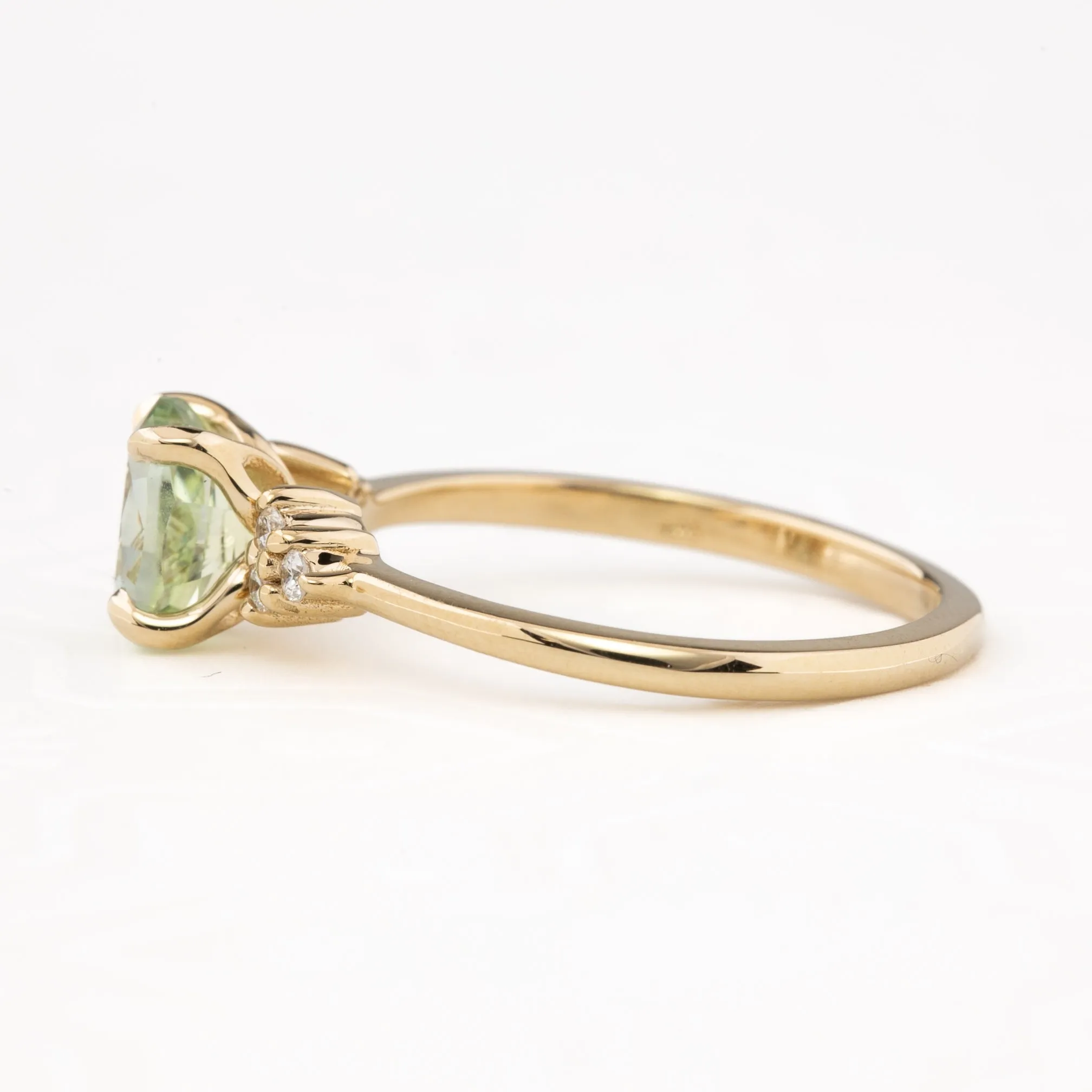 Teresa Ring 1.39ct Light Green Montana Sapphire, 14k Yellow Gold (One of a kind)