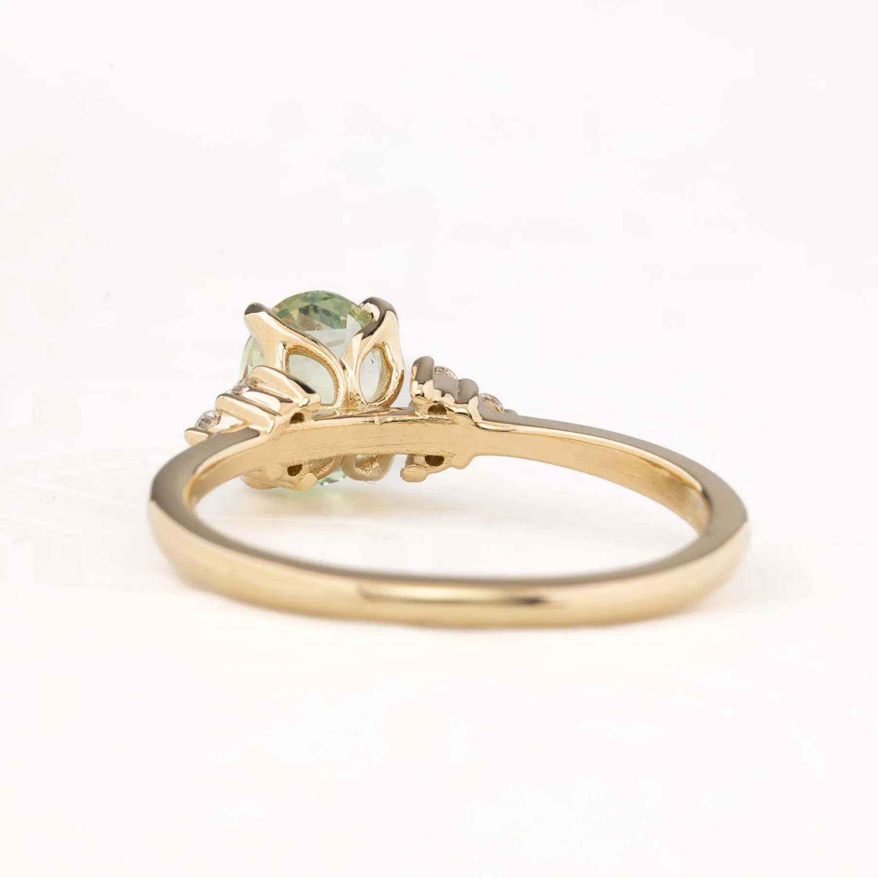 Teresa Ring 1.39ct Light Green Montana Sapphire, 14k Yellow Gold (One of a kind)