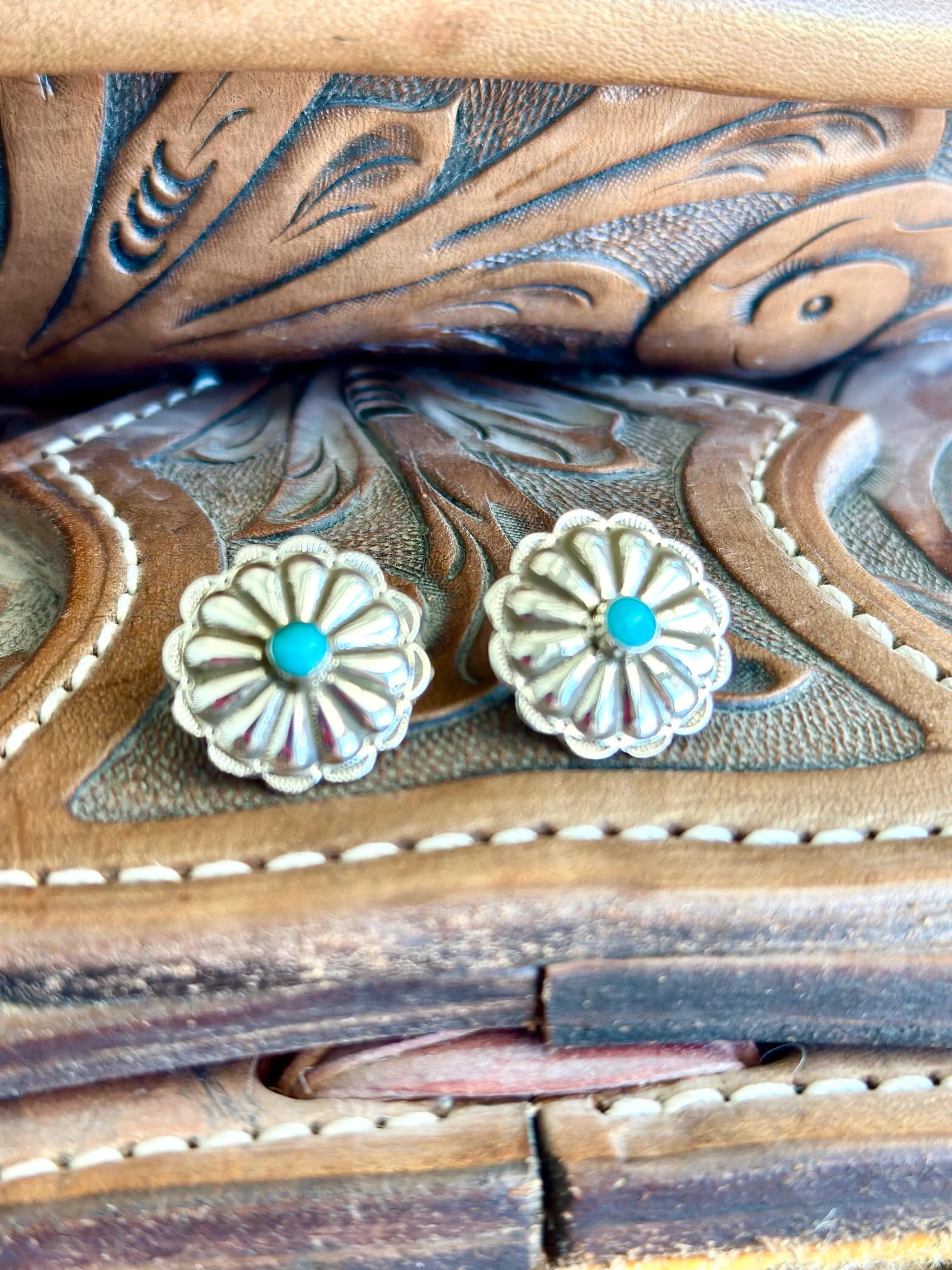 The Arviso Flower Sterling & Turquoise Earring