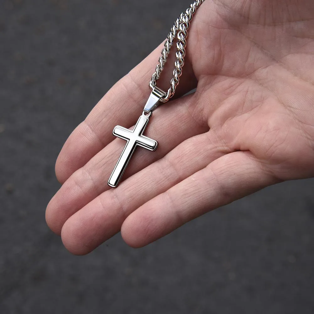 To My Son Artisan Cross Necklace - When Others Step Back