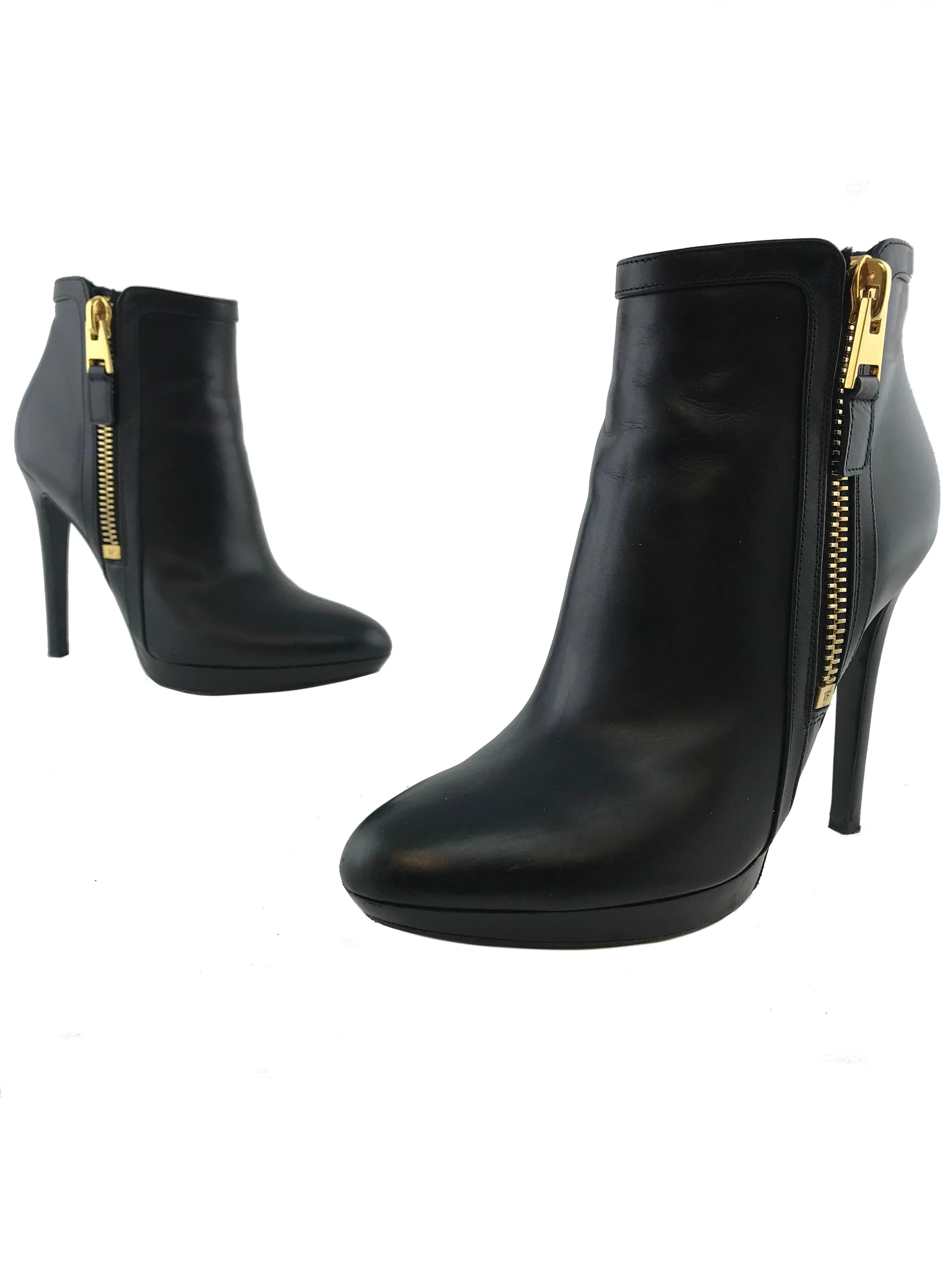 Tom Ford Leather Side-Zip Platform Ankle Bootie Size 8