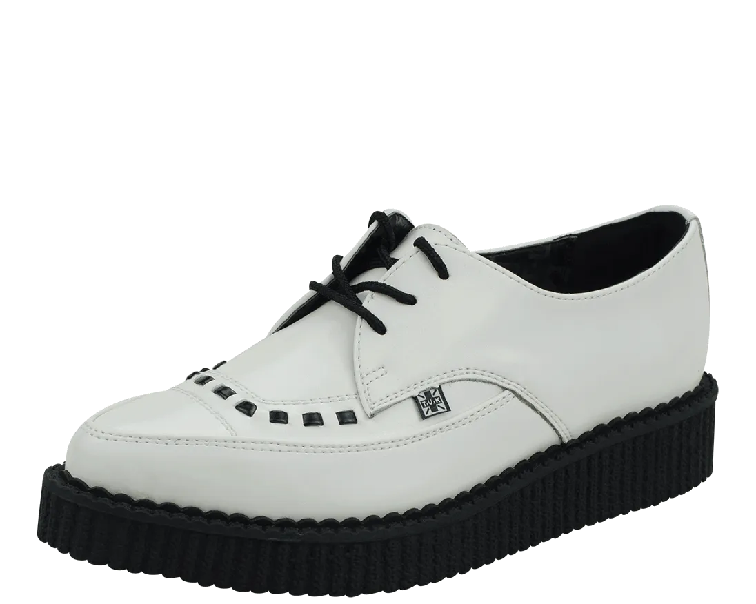 T.U.K MOST BASIC WHITE LEATHER POINTED TIE CREEPER