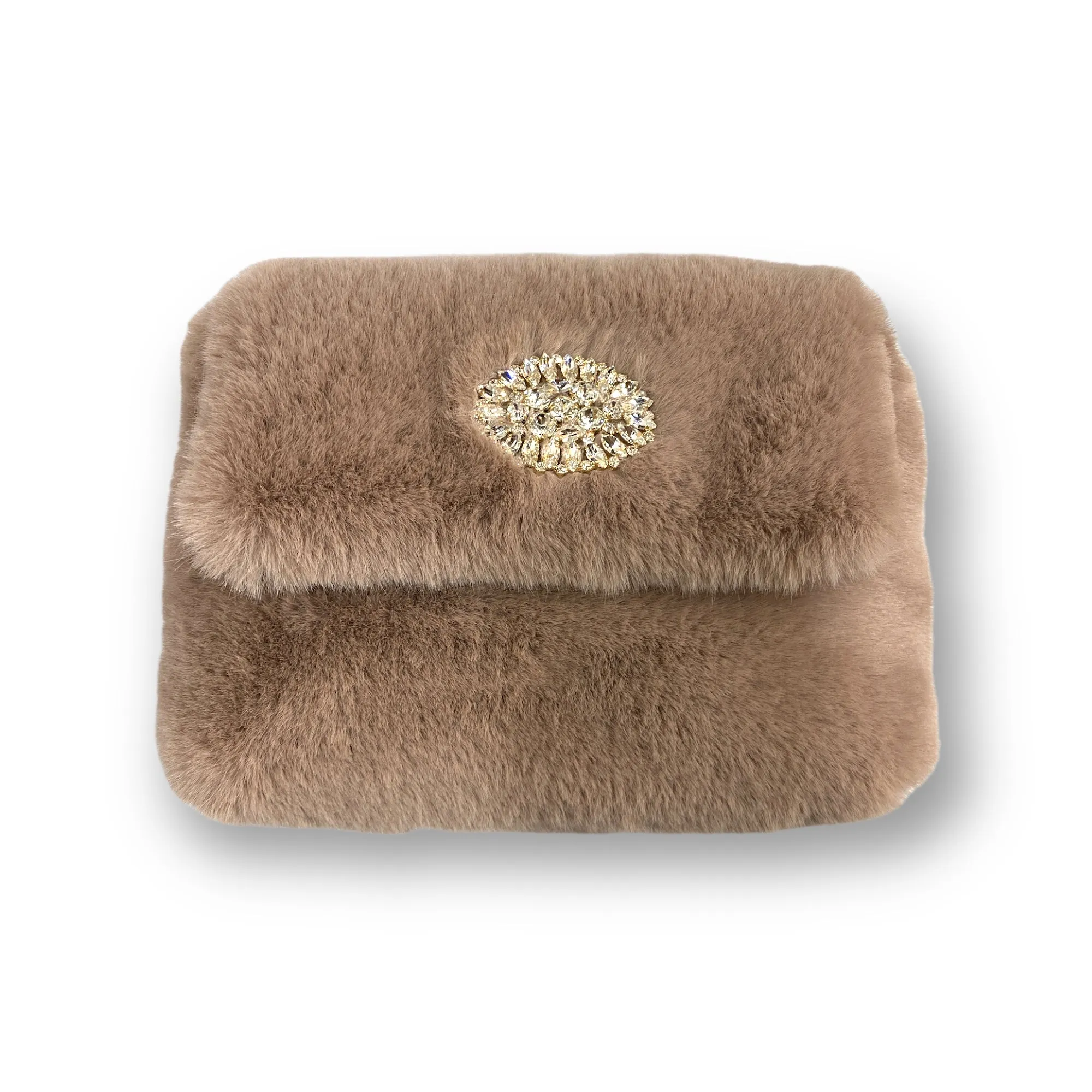 Victoria  handbag in nude pink faux fur