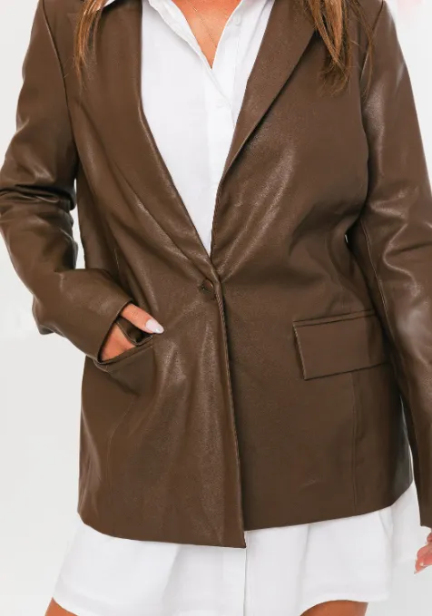 Weekends In France Leather Jacket - Brown