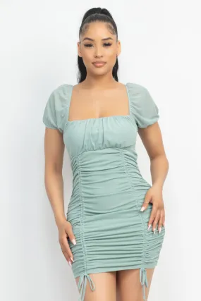 Wholesale Ruched Square Neck Mini Dress